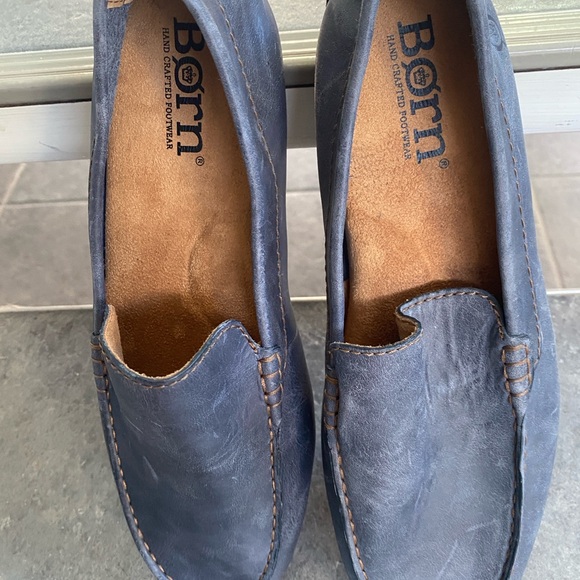 Born Marcel Leather Driving Moc Driving Loafer Size 8 M Navy Blue Casual Comfort - Picture 4 of 8